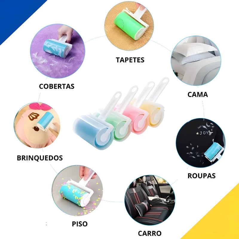 Rolo Lavável Para Remover Sujeira, Poeira, Fiapos e Estofados e Kit Multiuso Durável.