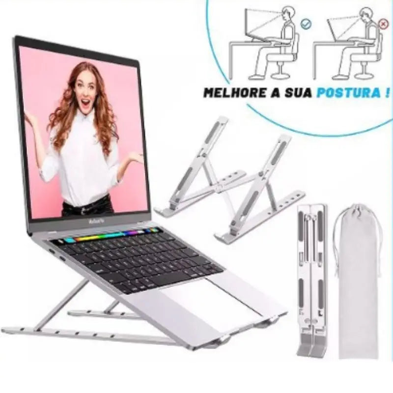 Suporte De Alumínio Ajustável/Regulável Para Notebook E Macbook