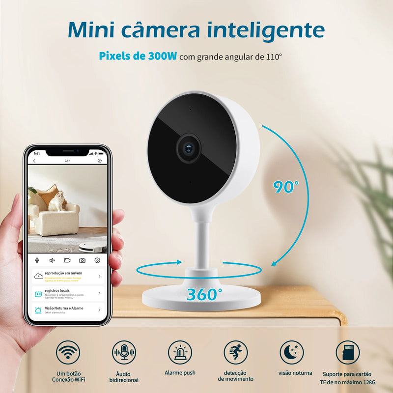 Câmera de Segurança WiFi para Casa - Visão Noturna