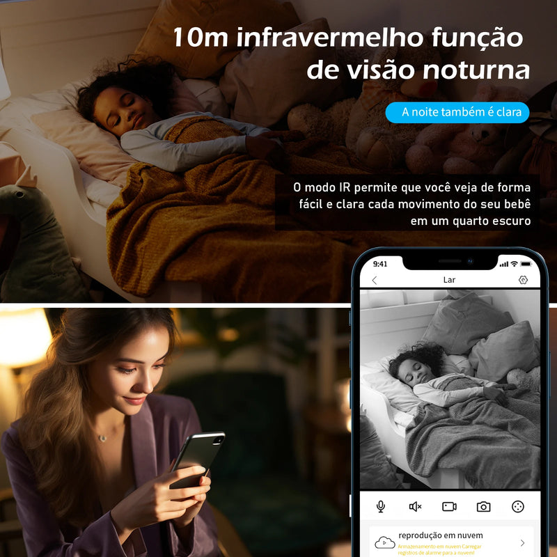 Câmera de Segurança WiFi para Casa - Visão Noturna