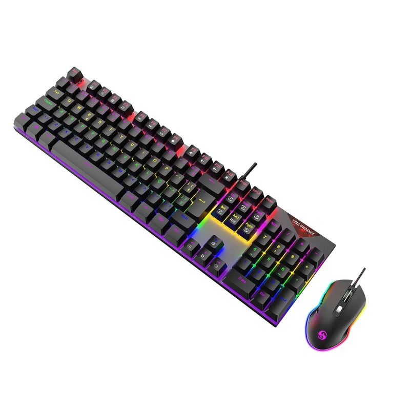 KIT TECLADO E MOUSE GAMER MECÂNICO PRETO